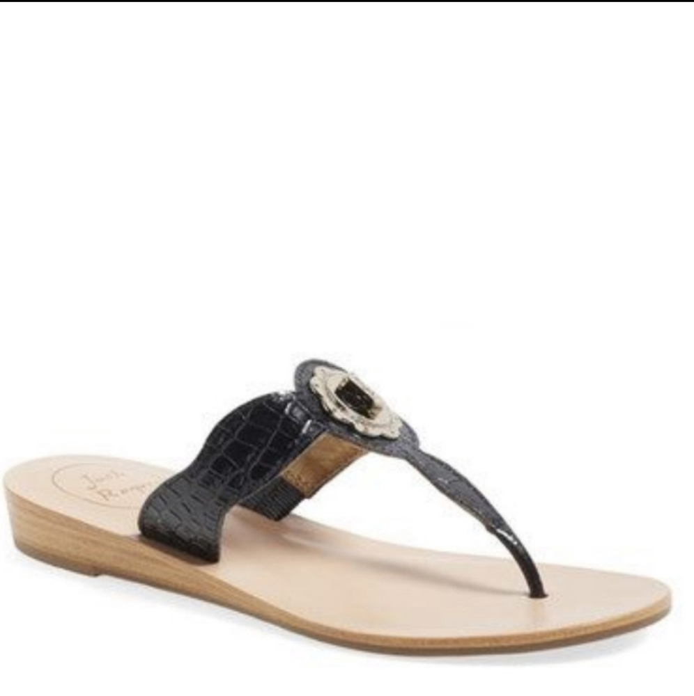 Jack rogers green Larissa thong sandal crocodile alligator medallion size 8 - Picture 7 of 8